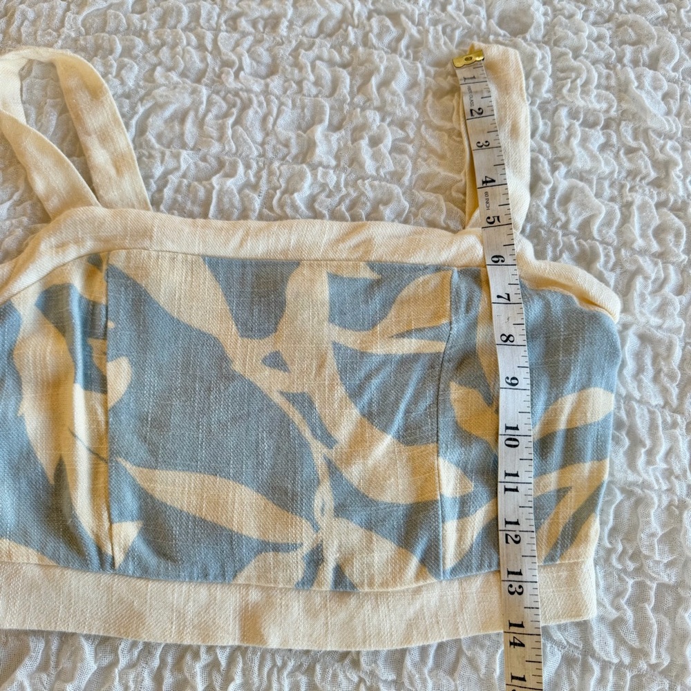 Sienna Sky Two Piece Set Blue Cream Wide Leg Pants Crop Tank Medium - Picture 7 of 9